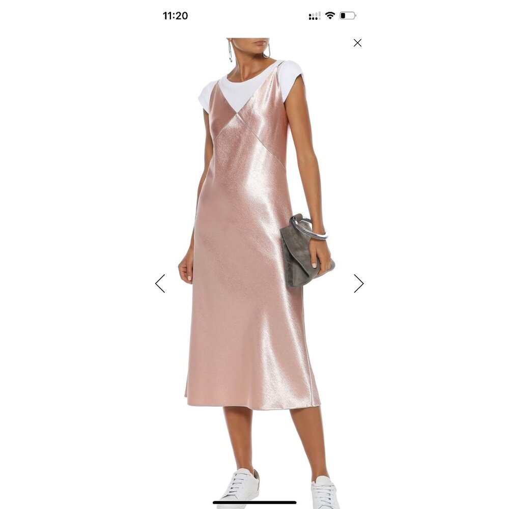 Vince rose gold v-neck midi dress